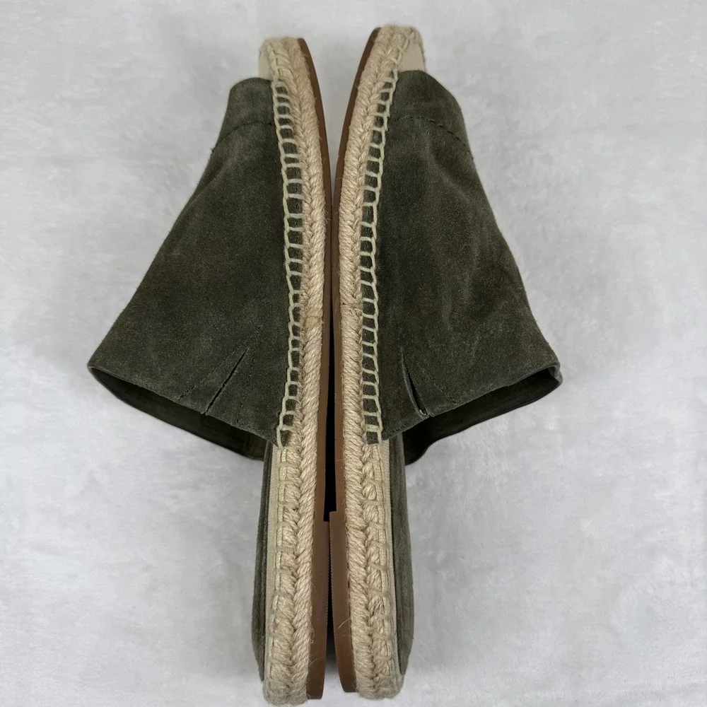 Splendid Green Suede Espadrille Slide‎ Sandals Jute Whipstitch Estimated 9